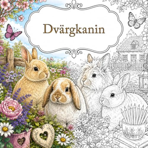 Målarbok med Dvärgkaniner: Söta Dvärgkaniner att Färglägga – Avkoppling och Glädje för Barn och Vuxna