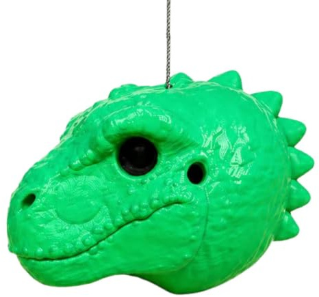 Mangiatoie per scoiattoli da esterno, supporto per cibo a forma di testa di dinosauro, scatola per animali selvatici, 17 x 11 x 9 cm, dispositivo di alimentazione con resistente con facile