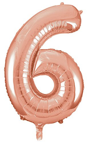 Riesenzahl 6 Luftballon - 86 cm - Roségold