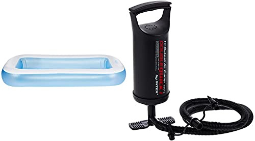 INTEX Pataugette rectangulaire 1,66x1x28cm & Jeu d'eau et de Plage Gonfleur Double Action