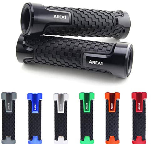 Area1 Poignées de Guidon Universelles 22/24-25 mm Moto Poignée en Caoutchouc, Antidérapantes, Type 11 Noir, Compatible avec KSR,