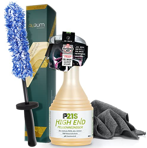 detailmate Felgenreinigungsset: Dr. Wack P21S High End Felgenreiniger 750ml + Aurum ultraFlat Microfaser Felgenbürste Mikrofasertuch 320GSM