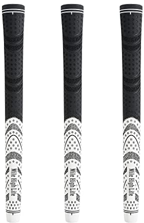 Mile High Life Avid - Manopole per mazze da golf, set da 3, 13 pezzi, impugnature da golf in gomma multicomposta, jumbo standard di medie dimensioni (3 confezioni bianco, standard)