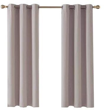 Home In Style 4U Thermal Insulated Blackout Curtains for Bedroom Windows Silver Grey Curtains 46 width x 54 drop 2 Panels, Ring Top Eyelet Super Soft Blackout Eyelet Curtains for Living Room