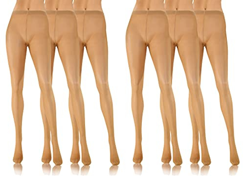 sesto senso fina strumpbyxor dam 20 de 6 par multipack strumpbyxor tunna släta, Antylope - hudfärger beige, XL