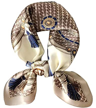 ANDANTINO Sciarpa quadrata in 100% seta di gelso per capelli, 65 x 65 cm, unisex, in seta naturale, foulard con stampa digitale, Medium