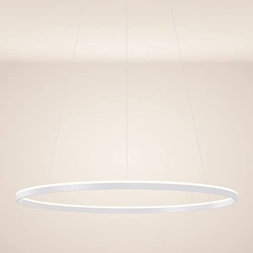 s.luce LED Ring Pendelleuchte rund Direkt oder Indirekt Hängelampe Wohnzimmerleuchte, Farbe:Weiß, Größe:Ø 100cm