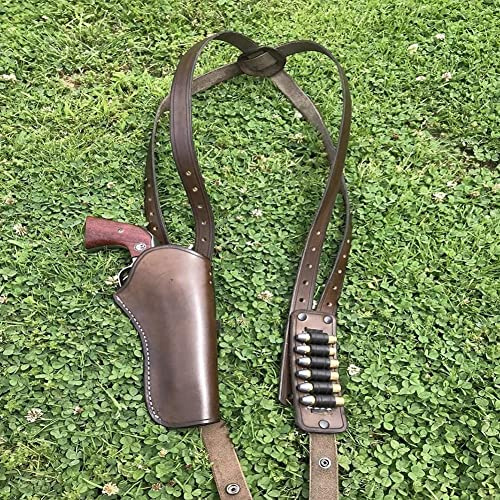 Mittelalterliches PU-Leder Pistolenholster, Western Cowboy Universal Retro Revolver Holster Mit Kugelgürtel Verstellbares Taktischer Pistolenhalter
