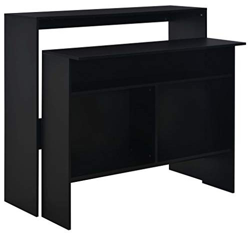 XIAOGUANG Kitchen Breakfast Bar,Coffee Bar Station Table,Kitchen Pub Table,Bar Table with 2 Table Tops Black 130x40x120 cm