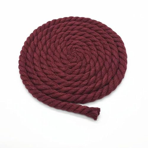 10 Meter, 5 mm, 3 Anteile, gedreht, 100% Bunte Baumwollschnüre/Seil für Tasche, Heimdekoration, DIY, Textilzubehör – Weinrot