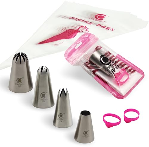 Cangool Groß Spritztüllen Set Muster #2D #1M #1G #8A - Profi-Qualität für beeindruckende Tortendekorationen - Spritztüllen Groß Set mit vielfältigen Formen