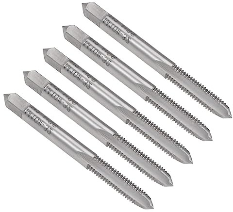 TA-VIGOR 10-32 UNF Straight Flute Thread, Screw Machine Tap with H2 Tolerance, High Speed Steel 3 Flutes Screw Thread Milling Tap 5Pcs