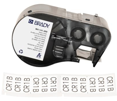Brady Nylongewebe-Vorgefertigte Etiketten für Etikettendrucker BMP41/BMP51/BMP53/M511-90 Selbstklebende Nylonetiketten - Wasserfest - Schwarz auf Weiß (25.40mm x 57.15mm) - M4-141-499