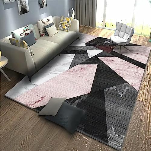 RUGMRZ Teppichboden Auslegware Geometrischer Komfort teppichmatte schwarz Balkon Teppich Outdoor couchtisch Teppichboden Auslegware Designer teppich100x160CM