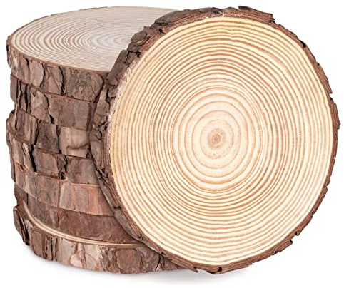 8 Stücke Holz Log Scheiben Verschiedene Größen Ungebohrte Holzkreise/ Holzscheiben Mit Loch Für DIY Handwerk Holz-Scheiben Hochzeit Mittelstücke Weihnachten Dekoration Baumscheibe (5-6 CM,Ungebohrte)
