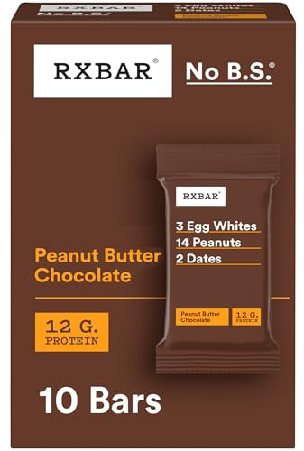 RXBAR Protein Bars, Protein Snack, Snack Bars, Peanut Butter Chocolate, 18.3oz Box (10 Count)