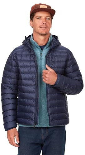 MARMOT Men's Highlander Hoody, Warm Down Jacket, Insulated Hooded Winter Coat, Breathable 700 FP Down Puffy, Lightweight Packable Outdoor Jacket, Windproof, Arctic Navy, M