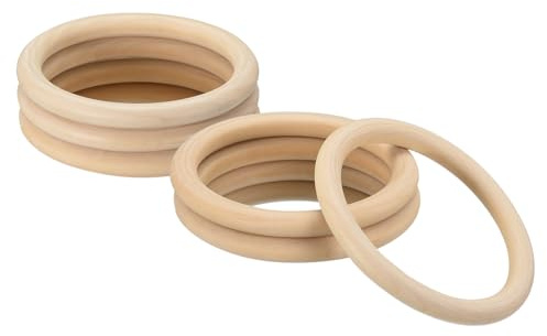 QUARKZMAN 6Stück 120mm (4,7 Zoll) natürliche Holzringe, 15mm dick, glatte unbehandelte Holzkreise für DIY-Basteln, Stricken, Makramee, Anhänger