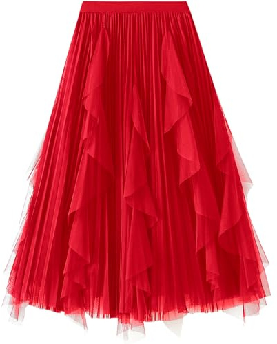 DGSHIRLDJO Jupe en Tulle Élégante Jupe Tulle Longue Élastique pour Tous Les Jours et Bal de Fin d'Année