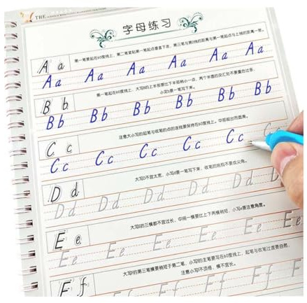 Cahier d'entraînement en anglais italique, 3D Groove Practice English Calligraphie Copybook pratique l'écriture manuscrite, lettres et mots