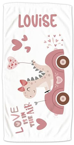 GRAZDesign Dinosaurier Kinder Handtuch mit Namen personalisiert für Mädchen, Badetuch Kindertuch - 100x50cm