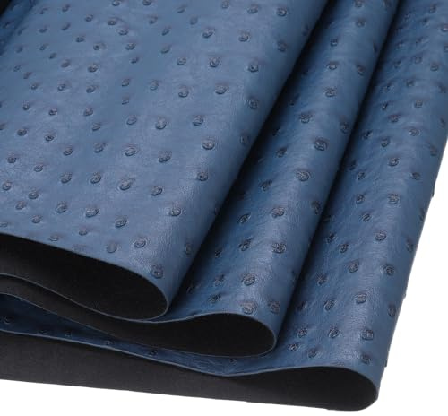 DMiotech Faux Leather Sheet 53 Inch x 12 Inch Ostrich Blue PU Leather Roll for Handmade DIY Craft Projects