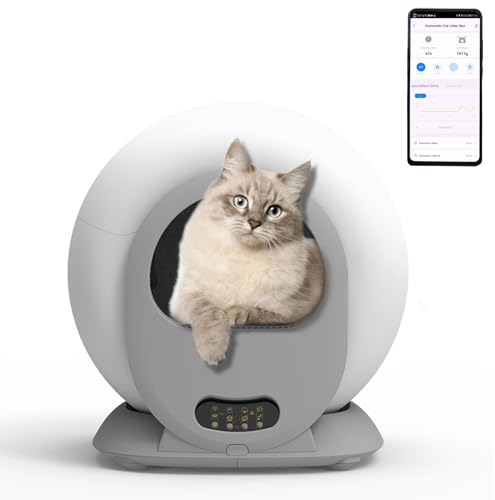 Automatische Katzentoilette 65L+9L Katzenklo Elektrisch Selbstreinigend Smart Cat Litter Box mit APP Selbstreinigendes Katzenklo Geschlossen für Große Katzen (Type B)
