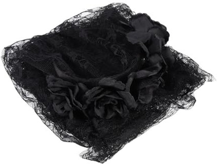 PLAFOPE Flower Veil Haarreif Für Halloween Schwarze Spitzenhaube Mit Künstlichen Blumen Für Cosplay Und Kostümpartys Einzigartiger Haarschmuck Für