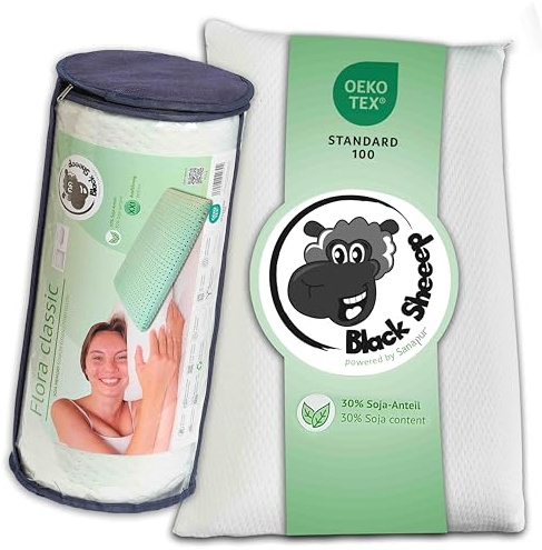 Black Sheeep Flora Classic Schlafkissen – Ergonomisches Memory-Schaum Kopfkissen mit 30% Soja-Anteil, allergikerfreundlich, Nackenstützkissen