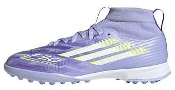 adidas Unisex niños F50 SPARKFUSION League W Mid Turf Football Boots Kids, Violet Tone/Lucid Lemon/Purple Rush, 31 1/2 EU