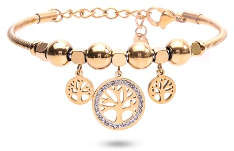 Enrico Coveri Bracciale Donna Albero della Vita,Braccialetto in Acciaio Pendenti
