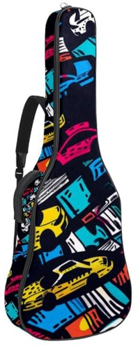 Gitarrentasche in voller Größe, 101,6 cm, 104,4 cm, 106,7 cm, Tragetasche für E-Bass, klassische Gitarre, cooles ästhetisches Palmblatt-Muster, Mehrfarbig 04, 42.9x16.9x4.7 in, Lässiger Tagesrucksack