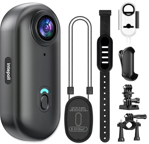 4K Mini Action Camera 128GB Thumb POV Portable Body Cam Wearable Video Recorder with IPX7 Waterproof Underwater Camcorder, Helmet Mount, Magnetic Sport DV for Bike Cycling, Pet, Vlogging(Black)