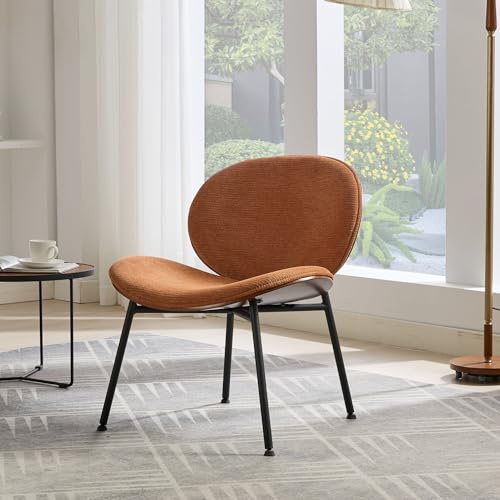 YuanDesign Shell Chair Single Side Chair Tripod,Orange Fabric Lounge Chair in Walnut Finish ComforBackrest,Orange Color,SW1871OG