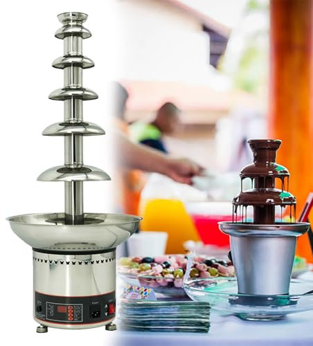 GESAIDES Fontaine à Fondue au Chocolat électrique en Acier Inoxydable pour Fête d'anniversaire, Mariage, Célébration, Chocolat,6tiers