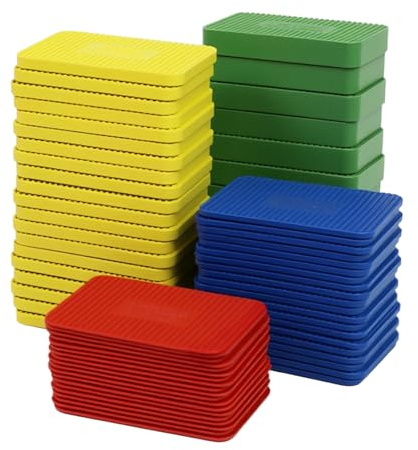 Pack of 70 Plastic Underlay Plates, 60 x 40 mm Plastic Spacers, PVC Compensation Plates, 1.5/3/5/10 mm Glazing Blocks for Windows, Glass Blocks, Door Mounting Compensation