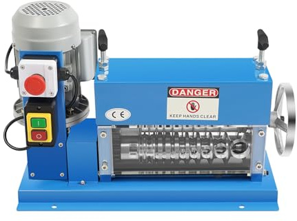 Electric Cable Wire Stripping Machine 1.5mm-38mm/0.06-1.5in Portable Powered Wire Stripper Machine 11 Channels 10 Blades Automatic Wire Stripping Tool 65ft/min for Recycling Copper Wire Blue