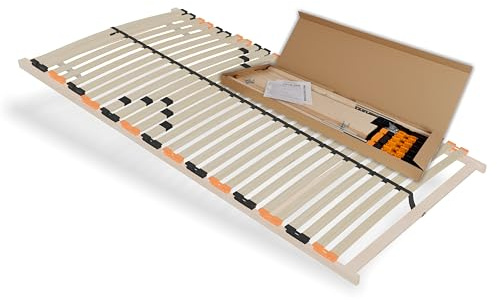 Schlaftroll Lattenrost 120x200 cm - Kopfteil verstellbar, 7-Zonen Lattenrost mit 28 flexiblen Latten, geeignet für alle Matratzentypen