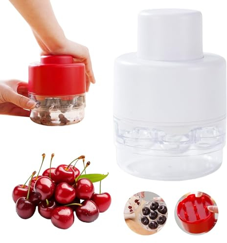 Kirschentkerner Obstkernentferner Kernentferner Handbuch Werkzeug Kein Griff Design Cherry Pitter für Küche Entkerner Kirschen Einfachen Entsteinen von Kirschen (Weiß)