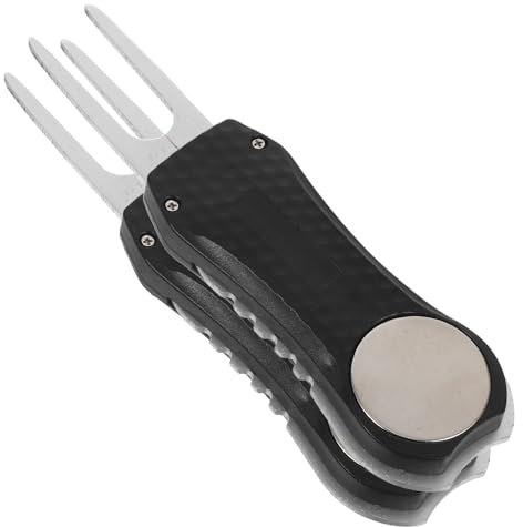 Mikikit Herramienta Divot Golf Plegable Acero Inoxidable con Marcador Bola Tenedor Telescópico Ergónomico para Reparar Césped Putting