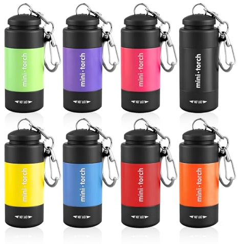 flintronic 8 Stück Mini LED Taschenlampe, Schlüsselanhänger Taschenlampe Klein, USB Rechargeable, für Klettern, Camping, Outdoor, Geschenke zum Kindergeburtstag