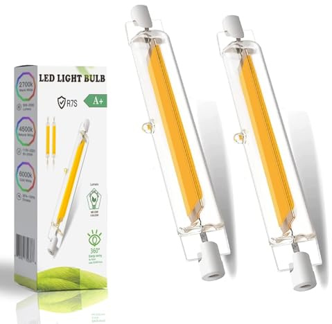MJGFD R7S LED 78mm Dimmbar, 10W R7S LED Lampen Ersatz für 100W J78mm Halogen Leuchtmittel, Kaltweiß 6000K 1000LM, Led R7s Stab Kein Flackern, 360°Abstrahlwinkel, 2PCS