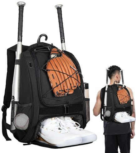 Générique Borsa Softball, Zaino da Baseball - Zaino Softball con scomparto per scarpe da Baseball per ragazzi - Mazza di grande capacità per caschi, scarpe, mazza