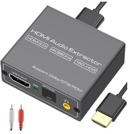 Estrattore Audio Video 4K Convertitore Compatibile HDMI Con 3,5 Mm Adattatore Splitter Uscita Stereo Ottico SPDIF