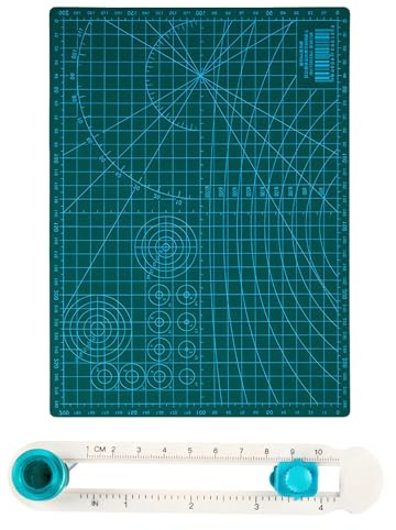 Set de tapis de découpe A4 avec mini coupe-cercle, tapis rotatif auto-réparant 300 x 220 mm, planche de protection pour table, outil de loisirs créatifs pour enfants et adultes