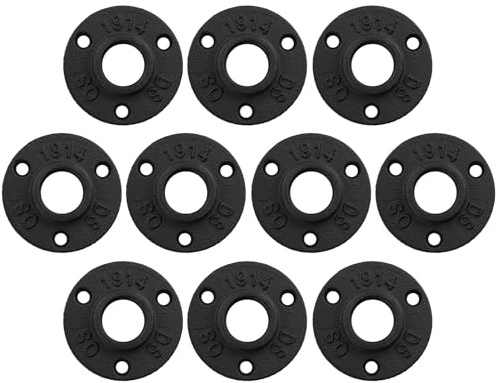 eSynic Rohrflansch Flansche 10 Stück 3/4 Zoll BSP Gewindeflansche Bodenflansch Temperguss Verbindungsflansche Innendurchmesser 23mm mit 3 Löchern für DIY Handwerk Rohr Wasserhahn Wandregal Wandmotage