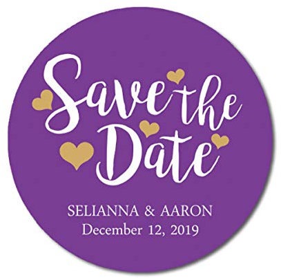 Darling Souvenir Queridos de recuerdo personalizado novio de la novia nombres y la fecha sellos del sobre 45 de las PC del corazón de la caligrafía ahorran las pegatinas - Violeta