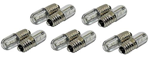 10x Schraubsockel E10 LED - Ersatz Beleuchtung kaltweiß weiß Sparlampe - 6V