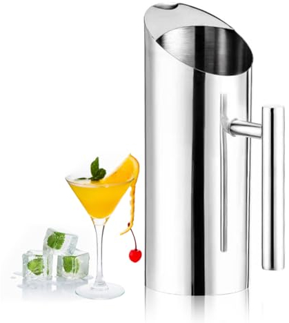 brocca d'acqua per tè freddo e succo di frutta, Caraffa per brocca in Acciaio Inossidabile con Protezione Il Ghiaccio, per bevande ghiacciate(1L)