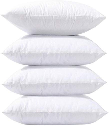 SYSN Cushion Inner Pads (Pack of 4) White Bounce Back 18x18 Cushion Inserts (45x45 cm) - Hollow Virgin Fiber Fillers For Decorative Scatters in Bed Sofa Outdoor with Stuffing